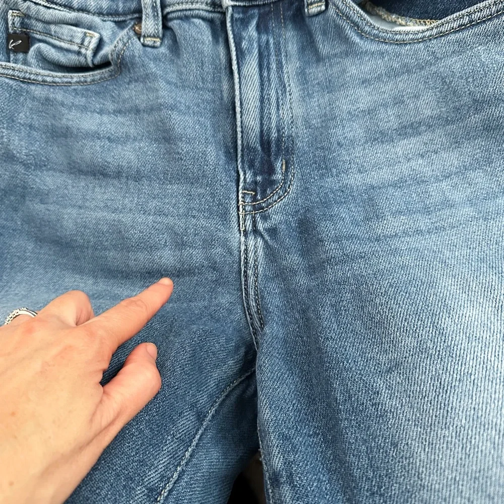 KANCAN High Rise Distressed Straight Taper Jean - Picture 9 of 9